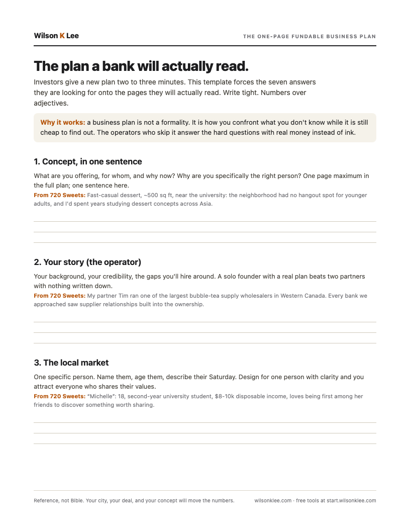 The One-Page Fundable Business Plan